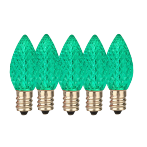 C7 Green LED Christmas Light Bulbs E12 Bases (SMD)