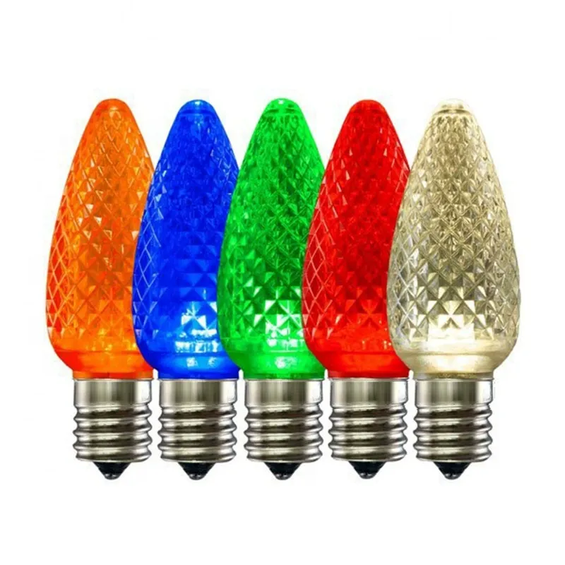 C9 Multicolor Faceted LED Bulbs E17 Bases