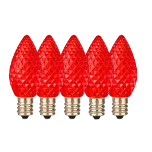 C7 Red LED Christmas Light Bulbs E12 Bases (SMD)