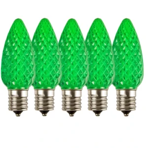 C9 Green LED Christmas Light Bulbs E17 Bases (SMD)