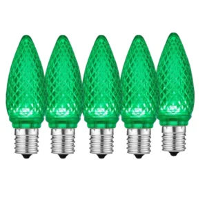 C9 Green LED Christmas Light Bulbs E17 Bases (SMD)