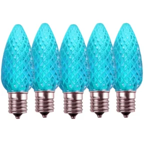 C9 Teal LED Christmas Light Bulbs E17 Bases (SMD)
